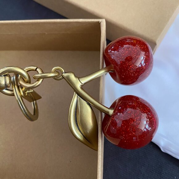 Coach Metal Keychain With Two Red Cherries - Picture 3 of 6